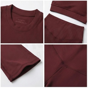 2 Piece Yoga Set Racerback Crop Top High Waist Full Length <b>Flared</b> <b>Leggings</b> Solid Maroon Breathable Seamless Women's Sportswear - Product Image 4