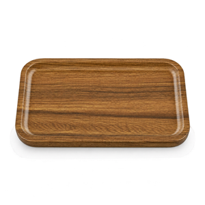 Plateau de service rectangulaire moderne en bois naturel |   Coins arrondis, bord surélevé, surface lisse, poignées intégrées, multifonctionnel - Product Image 1