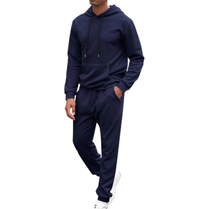 OEM Men's <b>Navy</b> Geometric Tracksuit Set Custom Logo Hooded Jacket and Matching Pants for Wholesale Sportswear - Product Image 3