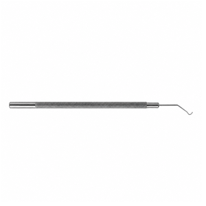 Fino instrumento quirúrgico oftálmico de titanio Nagahara Phaco Chopper, dominante para diestros, con punta redonda y vástago angulado de precisión. - Product Image 2