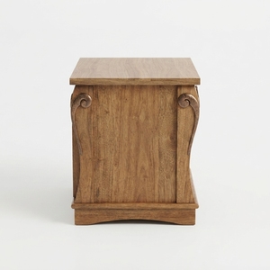 Solid Wood Traditional Antique Nightstand <b>Bedside</b> Cabinet Natural Finish Ring Pull Drawer Open <b>Shelf</b> Bedroom Home Furniture - Product Image 2