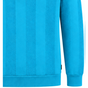 Pull-over Polo Tricoté Homme Bleu Aqua à Manches Longues, Motif Rayures Texturées, Col et Poignets Côtelés, Décontracté, Haut de Gamme, Tendance - Product Image 6