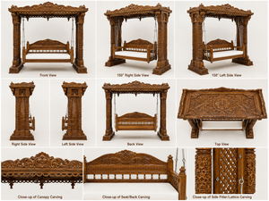Columpio de Madera Tallada para Sala de Estar, Tradicional, Hecho a Mano, de Madera de Teca, Estilo Maharaja, Decoración para el Hogar - Product Image 6