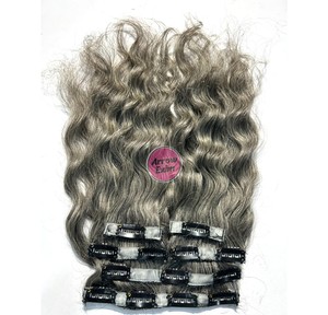 Extensions à clips Arrow Exim Gris Naturel 100% Remy Cheveux Indiens Vierges d'un Seul Donneur Double Trame Faite à la Machine Boucles à Tissage Simple Plus Claires - Product Image 2
