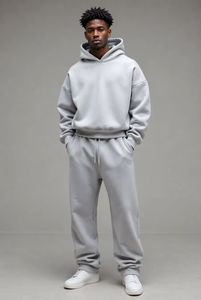 Ensemble de survêtement sportif oversize pour homme, personnalisable, avec sweat à capuche et pantalon de jogging ample - Product Image 5