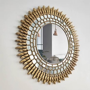 Luxury Gold <b>Round</b> Handmade Contemporary <b>Wall</b> <b>Mirror</b> with Modern Metal Frame Smooth Edge for Living Room Home Decor REHMAN CRAFT - Product Image 3