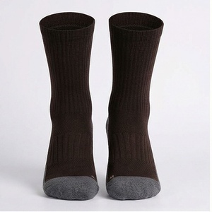 Crew <b>Socks</b> Solid Brown Gray Toe Knitted Polyester Spandex Breathable Casual Daily Wear Adult Autumn - Product Image 1