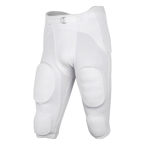 Mens White <b>Padded</b> American Football Pants Elastic Waist Fitted Mesh Breathable Athletic Practice Game Sportswear Adult Wear - Product Image 2