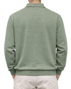 Sudadera Polo Personalizada para Hombre, Color Verde Salvia, Manga Larga, Mezcla de Algodón Suave, Estilo Casual, Cuello Clásico, Ropa de Invierno, Fabricante - Product Image 2