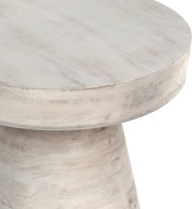 Robbie Accent <b>Table</b> Wide Solid Mango Wood End <b>Table</b> in Distressed White Wash Boho Contemporary <b>Rustic</b> <b>Side</b> <b>Table</b> for Living Room - Product Image 2