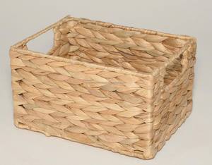 Natural Plant Fiber Cross Weave Water Hyacinth <b>Basket</b> Decorative Laundry <b>Hamper</b> - Product Image 5