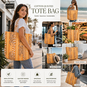 Bolsa de Mano Acolchada de Algodón Hecha a Mano, Grande, con Estampado Animal, para la Playa, con Asa para el Hombro, Casual, para Compras, Reutilizable y Ecológica - Product Image 4