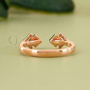 Solid 14K Yellow Gold Lab Grown Diamond <b>Ring</b> 0.15CT Round Cut VVS VS DEF Clarity Geometric <b>Open</b> Band Modern Fine Jewelry Daily - Product Image 3