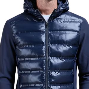 Men's Winter Hybrid Quilted Jacket High Funnel Neck Lightweight Padded Outdoor <b>Coat</b> Warm Technical Fabric Casual Wind Resistant - Product Image 3