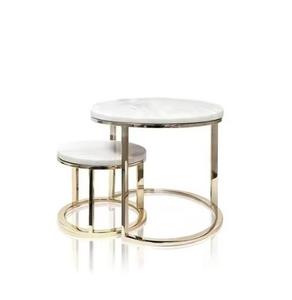 Table basse décorative ronde en métal contemporaine avec plateau en marbre, tables décoratives pour les intérieurs et les hôtels de style patrimonial - Product Image 3