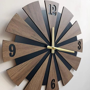 Horloge murale en bois naturel écologique, grande taille, mouvement silencieux, style rustique vintage, décoration d'intérieur pour salon - Product Image 1
