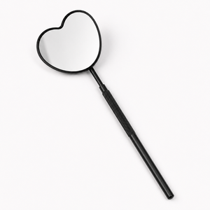 Personalized Heart Shape Handheld Stainless Steel Frame <b>Makeup</b> <b>Mirror</b> 3X <b>Magnifying</b> Single Side Black Handle - Product Image 1