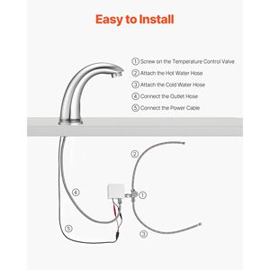 Rubinetto per Lavabo Bagno Senza Contatto con Sensore di Movimento Automatico, Miscelatore Regolabile per WC, Funzionamento a Batteria, con Copertura - Product Image 5