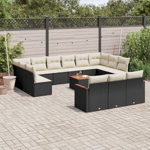 Grand ensemble de canapés de jardin modulaires en rotin PE noir, collection de meubles d'extérieur élégante - Product Image 1