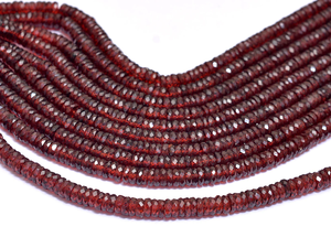 Cuentas facetadas Heishi de granate AAA+ de 4mm-5mm, granate rojo natural, piedra semipreciosa, cuentas espaciadoras tipo disco y rondelle para joyería - Product Image 1