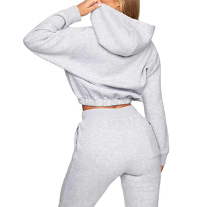 <b>Women's</b> Gray 2-Piece Fleece Hoodie Sweatpants Set Casual Loose Fit All Seasons Solid Color <b>Joggers</b> <b>Outfit</b> - Product Image 5