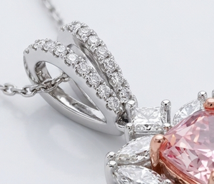 Fancy Pink Cushion Cut Lab Grown Diamonds Pendant Necklace Diamond Flower Halo Pendant for Women Wedding Jewelry - Product Image 3