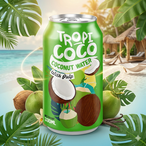Agua de Coco con Pulpa Enlatada 500ml, Bebida 100% Natural de Agua de Coco, Fábrica de Bebidas - Fabricante de Etiquetas OEM - Diseño Gratuito - Product Image 4