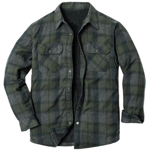 เสื้อเชิ้ตผ้าสักหลาดลายสก็อตแขนยาวทรงโอเวอร์ไซส์สำหรับผู้ชาย เสื้อเชิ้ตผ้าสักหลาดติดกระดุมลำลองผ้าฝ้ายสั่งทำขายส่ง - Product Image 5