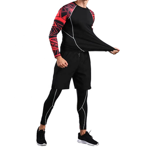 <b>Men's</b> Workout Sublimated <b>Compression</b> <b>Shirt</b> Pants Breathable 100% Polyester Long Sleeve Sports <b>Compression</b> Sets - Product Image 2