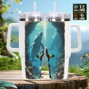 Custom <b>Personalized</b> 40oz Stainless Steel Tumbler With Underwater Diver Design For Outdoor Use - Product Image 2
