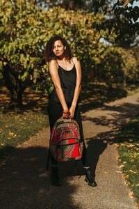 African Tribal Dashiki Style <b>School</b> Rucksack Cotton Fabric Backpack Canvas Lining Zipper <b>Book</b> Bag Purse Tote Bag National - Product Image 1