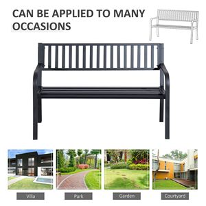 Panca da Giardino Nera da Esterno da 15 Metri con Seduta a Doghe, Panca in Metallo per Veranda, Design per 2 Persone, Ideale per Bordo Piscina e Prato - Product Image 6