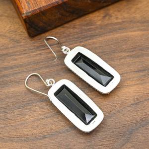 Pendientes de espinela negra hechos a mano en plata de ley 925, joyería de piedras preciosas naturales, regalo de cumpleaños para ella - Product Image 2