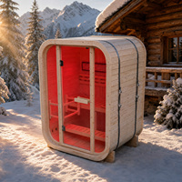 Ruang Sauna Luar Ruangan Thermo Pine dengan WiFi Pintar Opsional Terapi Cahaya Merah Steam Cube Sauna 1-2 Orang Pemanas Listrik ODM Villa
