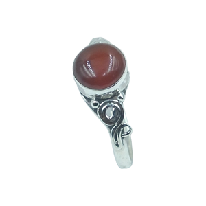 Anillo de Cabujón de Cornalina Roja Natural, Plata de Ley 925, Hecho a Mano, Diseño Vintage con Motivos Enrollados, Anillo de Piedras Preciosas para Mujer, Joyería al por Mayor - Product Image 1
