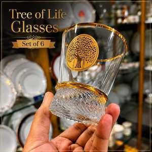 Verre à shot de luxe Tree Life, pièce unique, transparent avec bordure dorée, emblème d'arbre décoratif, cristal texturé pour cocktail - Product Image 3