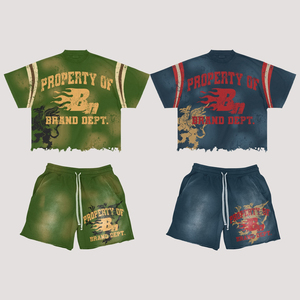 Conjuntos Casuales Personalizados para Hombre, Estilo Desgastado, con Estampado Gráfico, Algodón Lavado con Ácido, Estampado de Leopardo, Secado Rápido - Product Image 2