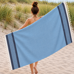 Serviette de plage Fouta au design moderne et luxueux, 100% coton, serviettes de plage turques, rayées, teintes en fil, séchage rapide, pour l'été - Product Image 3
