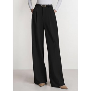 Pantalon de travail à jambes larges pour femmes, pantalon habillé taille haute, pantalon élégant décontracté pour le bureau - Product Image 4