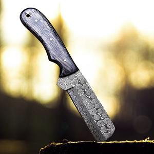Cuchillo de Acero de Damasco UA Supplies con Patrón de Gota de Lluvia, Espiga Recta, para Exteriores, Estilo Western, Mango Ergonómico de Madera Negra, para Camping y Caza - Product Image 5