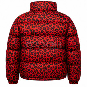 Veste matelassée unisexe Cosh International de haute qualité, imprimé léopard rouge, coupe-vent, pour l'hiver, couleur unie - Product Image 5