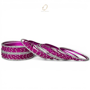 Juego de Brazaletes de Acero Inoxidable Rosa Intenso para Niñas, Joyería de Moda India para Fiestas, Fabricante de Joyería - Product Image 3