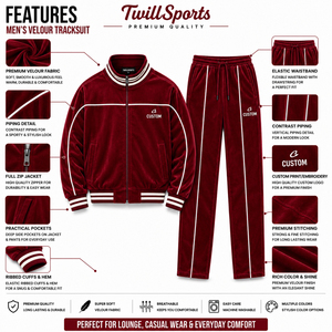 OEM <b>Men's</b> <b>Velvet</b> Tracksuit 100% Cotton/Polyester Eco-Friendly Quick Dry Anti-Bacterial Sweatsuit Velour <b>Jacket</b> Sweatpants Gym - Product Image 6