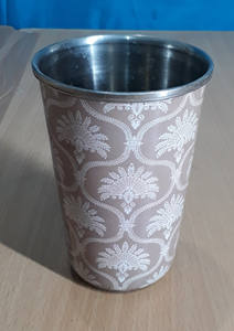 Vaso artístico grande de acero inoxidable con estampado de patrón único Vasos duraderos para cocina y uso doméstico - Product Image 2