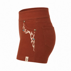 Shorts de Mujer de Cintura Alta con Bordado, Color Sólido, Transpirables, Tejidos en Spandex y Algodón, Cintura Elástica, Corte Regular, Estilo Casual - Product Image 3