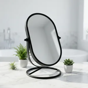 Espejo de Vanidad Ovalado Inteligente ARTISAN DESIGN con Acabado Negro, Diseño Moderno de Mesa Metálica, Espejo de Maquillaje de Escritorio Ajustable - Product Image 3