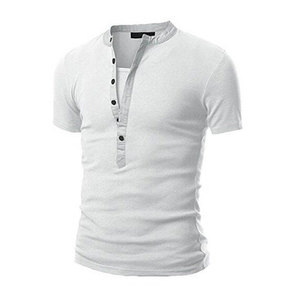 <b>Mens</b> <b>Navy</b> <b>Blue</b> Short Sleeve Henley <b>T</b> <b>Shirt</b> Slim Fit Knitted Casual Solid Color V Neck Button Placket Soft Breathable Lightweight - Product Image 3