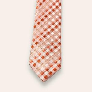 Premium <b>Orange</b> Plaid Necktie for <b>Men</b> | Formal Business Wedding Party Woven Designer Fashion <b>Tie</b> | Luxury Gift Wear Style Export - Product Image 1