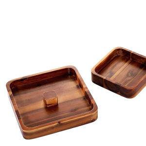 Handmade Wooden Square Serving Bowl With <b>Lid</b> Minimalist <b>Design</b> For Food Serving Gifting <b>By</b> AALIYAN IMPEX - Product Image 2