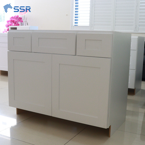 Mueble de Baño Moderno RTA de Madera Maciza, Duradero, Resistente al Agua, con Acabado Lacado, VSB42, Base Doble, Triple Cajón - Product Image 4